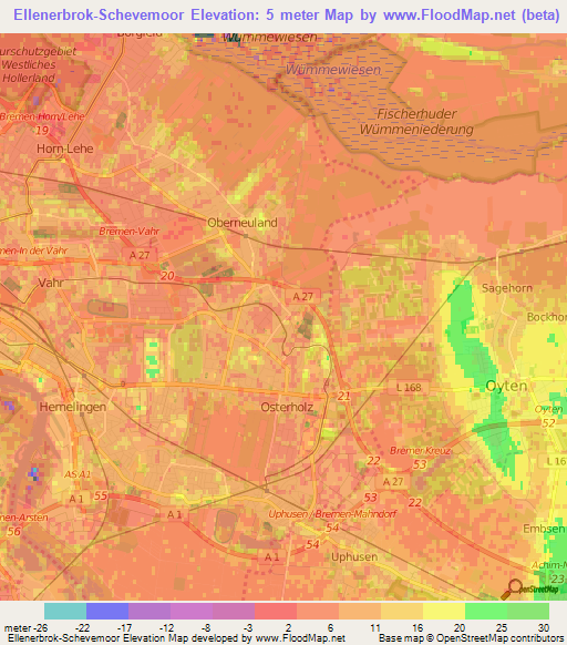 Ellenerbrok-Schevemoor,Germany Elevation Map