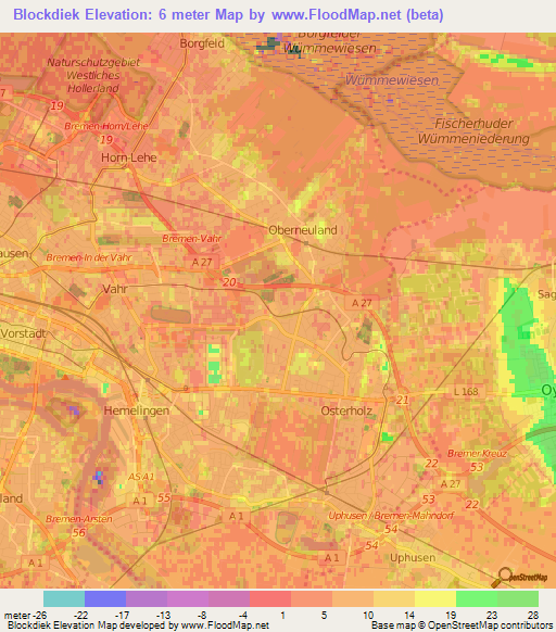 Blockdiek,Germany Elevation Map