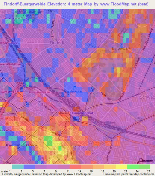 Findorff-Buergerweide,Germany Elevation Map