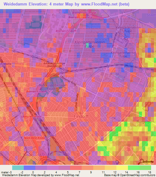 Weidedamm,Germany Elevation Map