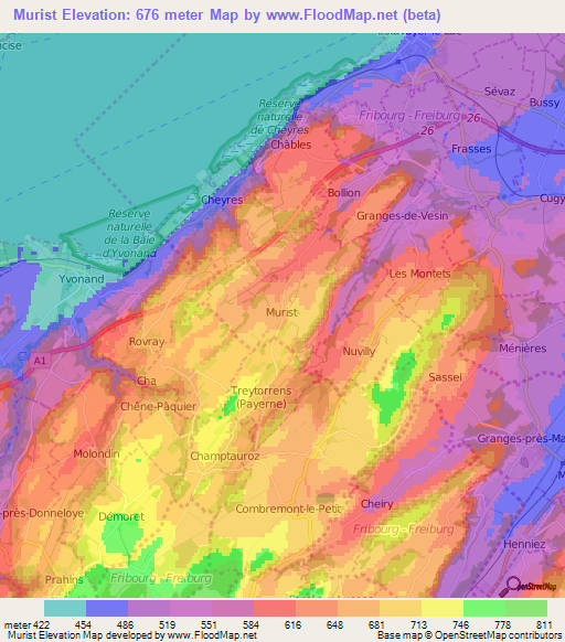 Murist,Switzerland Elevation Map