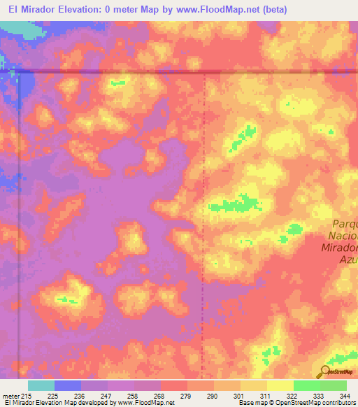 El Mirador,Guatemala Elevation Map