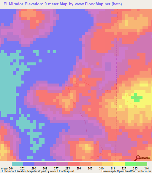 El Mirador,Guatemala Elevation Map