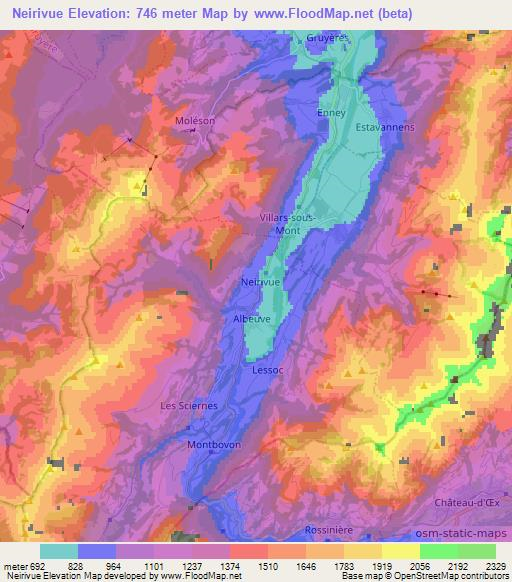 Neirivue,Switzerland Elevation Map