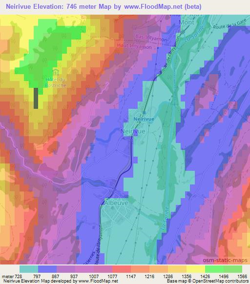 Neirivue,Switzerland Elevation Map