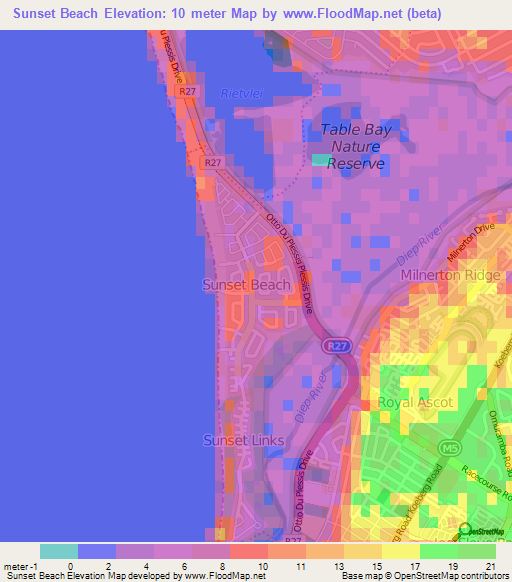 Sunset Beach,South Africa Elevation Map