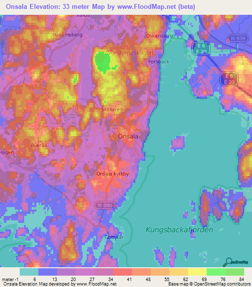 Onsala,Sweden Elevation Map