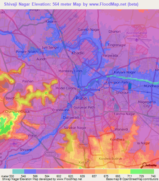 Shivaji Nagar,India Elevation Map