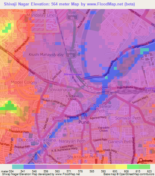 Shivaji Nagar,India Elevation Map