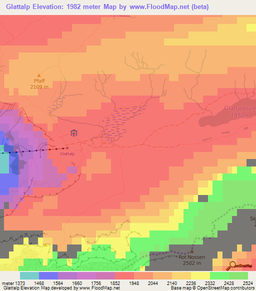 Glattalp,Switzerland Elevation Map