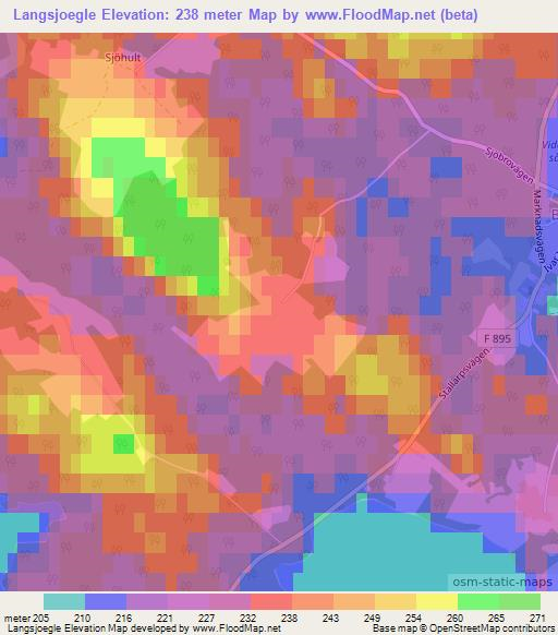 Langsjoegle,Sweden Elevation Map