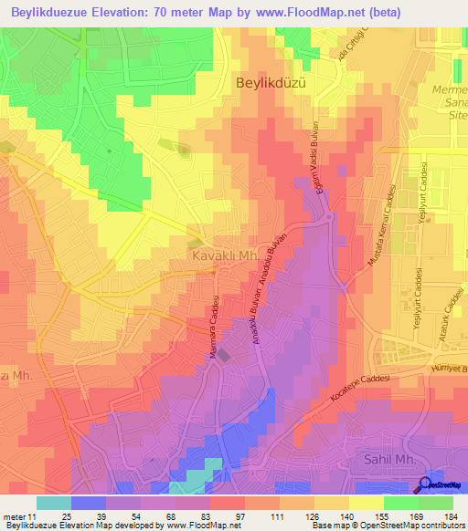 Beylikduezue,Turkey Elevation Map