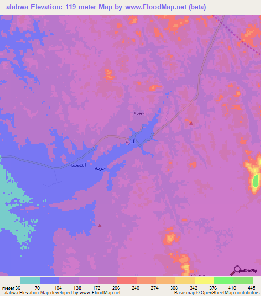 alabwa,Saudi Arabia Elevation Map