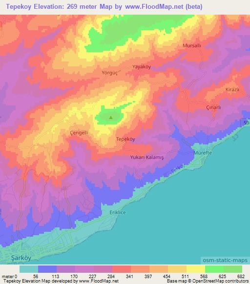 Tepekoy,Turkey Elevation Map