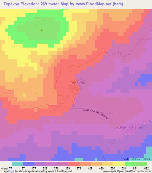 Tepekoy,Turkey Elevation Map