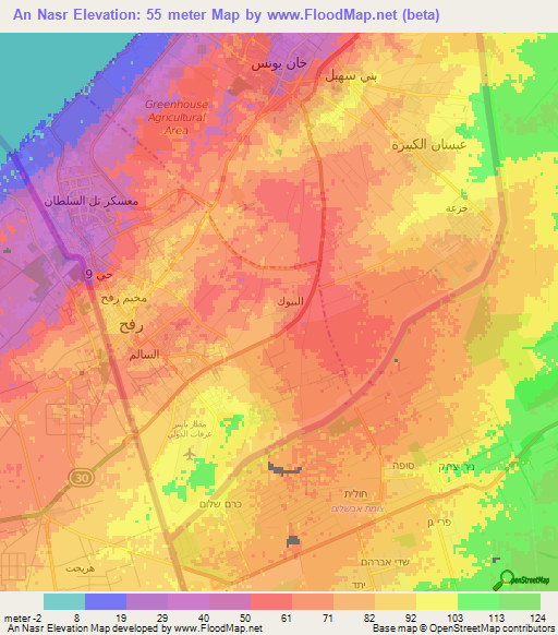 An Nasr,Palestinian Territory Elevation Map