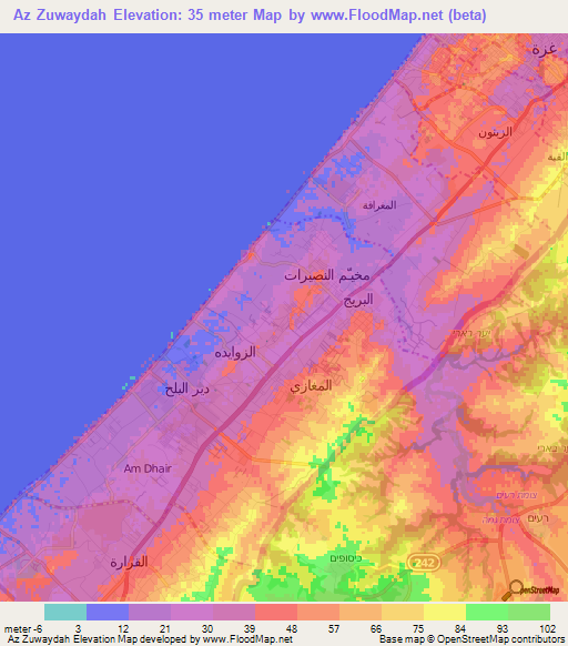 Az Zuwaydah,Palestinian Territory Elevation Map