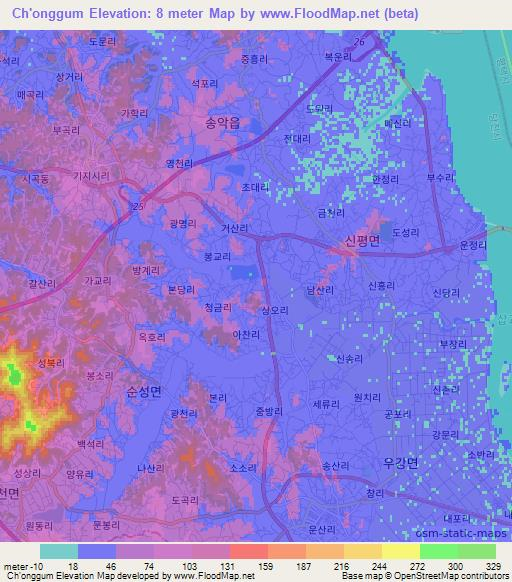 Ch'onggum,South Korea Elevation Map
