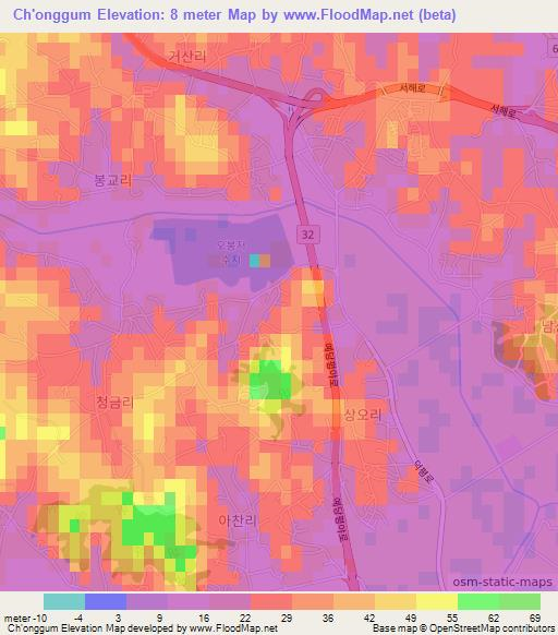 Ch'onggum,South Korea Elevation Map