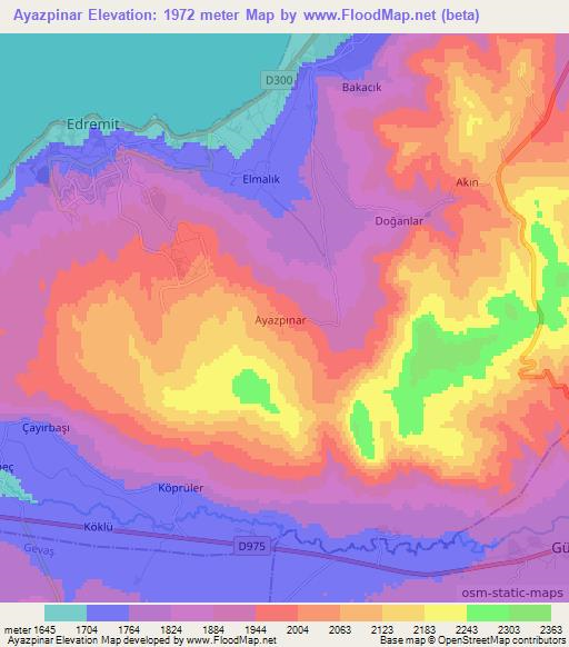 Ayazpinar,Turkey Elevation Map