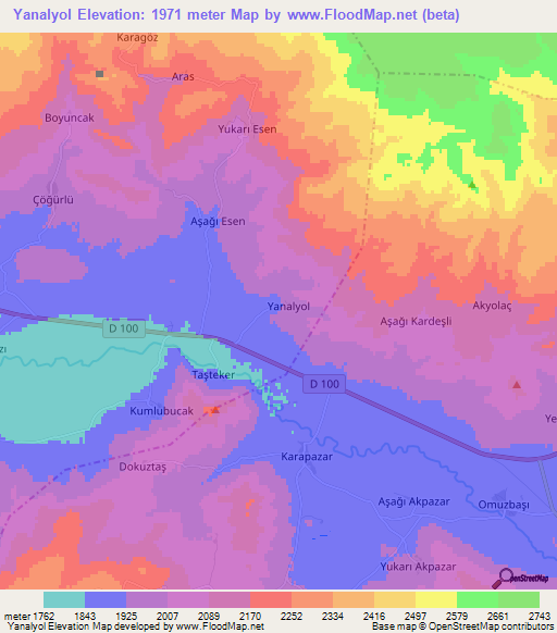 Yanalyol,Turkey Elevation Map