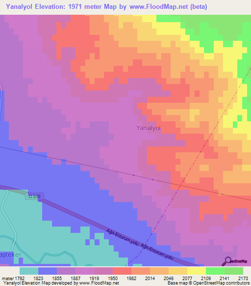 Yanalyol,Turkey Elevation Map