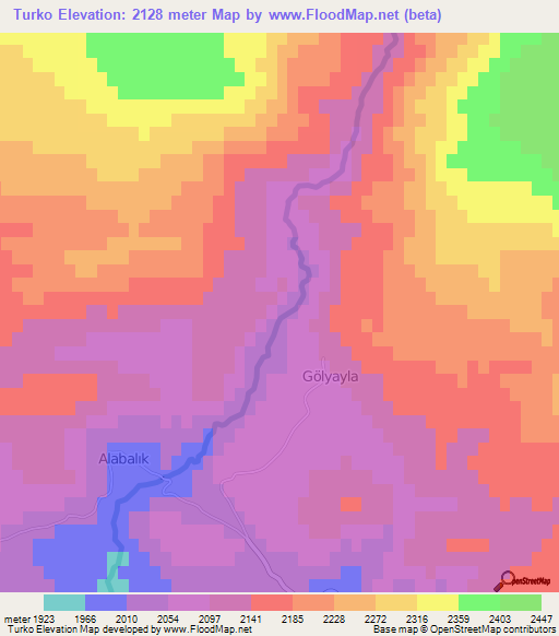 Turko,Turkey Elevation Map