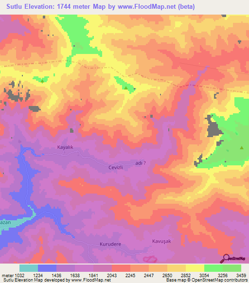 Sutlu,Turkey Elevation Map