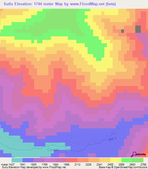 Sutlu,Turkey Elevation Map