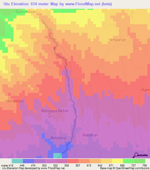 Utu,Indonesia Elevation Map