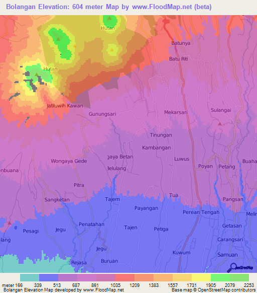 Bolangan,Indonesia Elevation Map