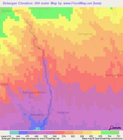 Bolangan,Indonesia Elevation Map