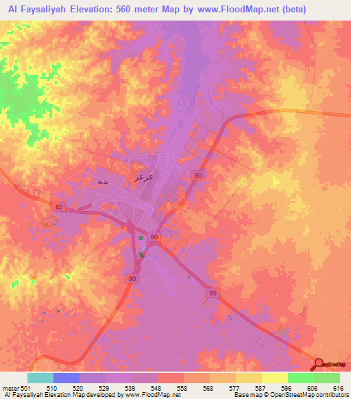 Al Faysaliyah,Saudi Arabia Elevation Map