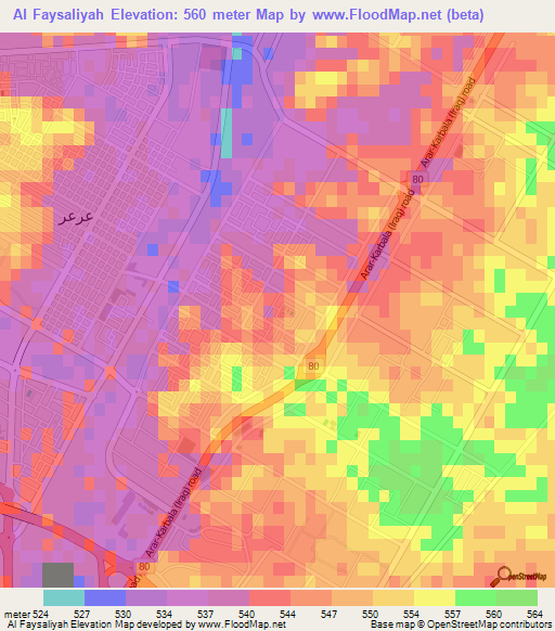 Al Faysaliyah,Saudi Arabia Elevation Map