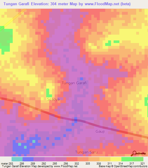 Tungan Garafi,Nigeria Elevation Map