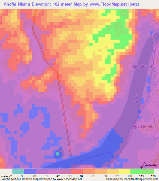 Anofia Nkanu,Nigeria Elevation Map