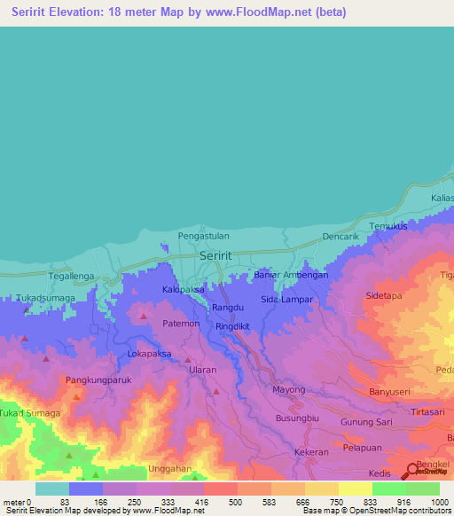 Seririt,Indonesia Elevation Map