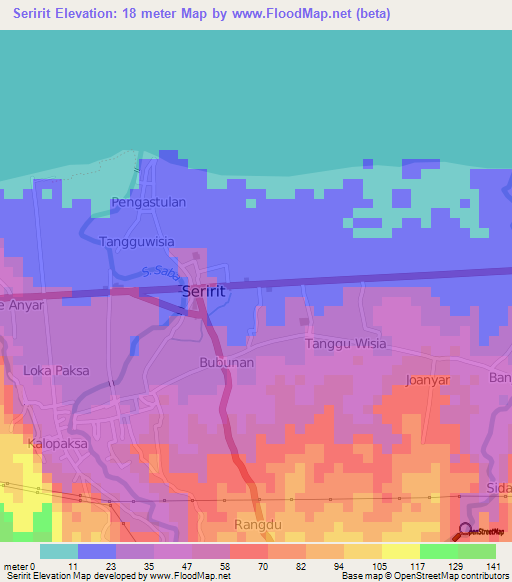 Seririt,Indonesia Elevation Map