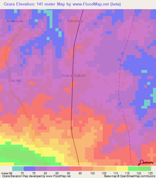 Ozara,Nigeria Elevation Map