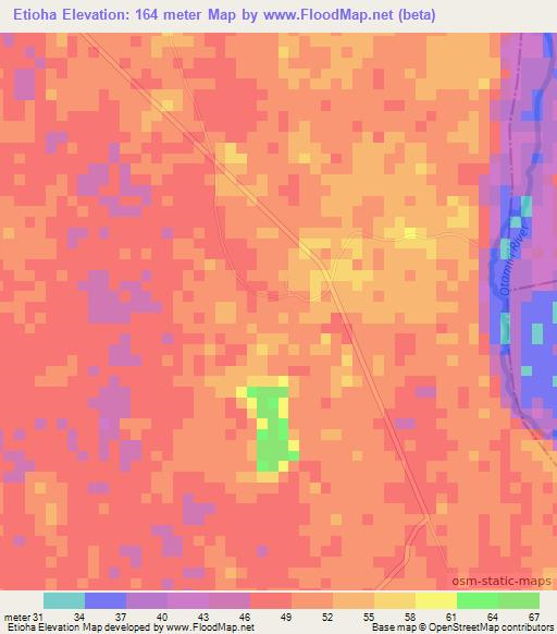 Etioha,Nigeria Elevation Map