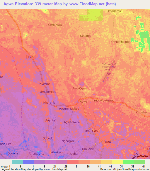 Agwa,Nigeria Elevation Map