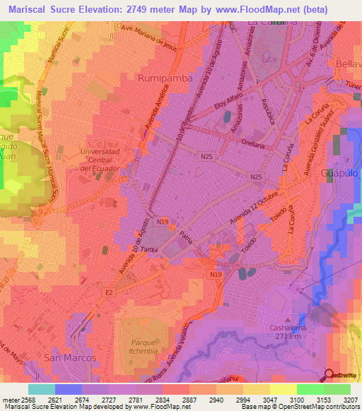 Mariscal Sucre,Ecuador Elevation Map