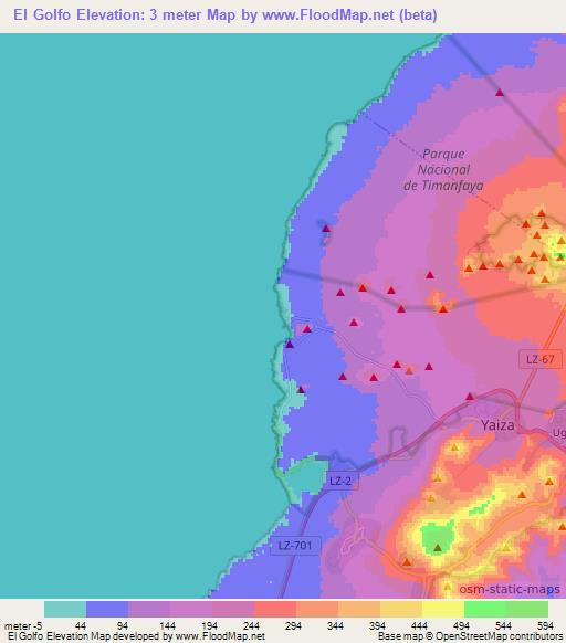 El Golfo,Spain Elevation Map