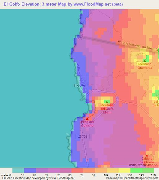 El Golfo,Spain Elevation Map