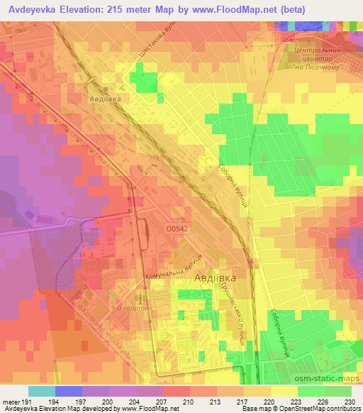 Avdeyevka,Ukraine Elevation Map