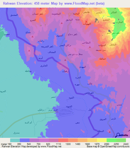 Rahwan,Saudi Arabia Elevation Map