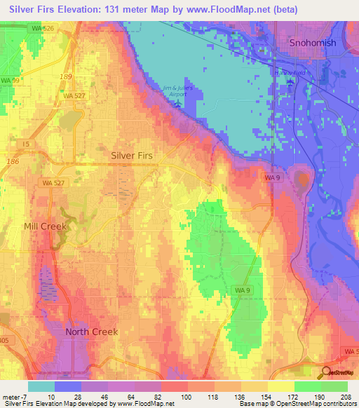 Silver Firs,US Elevation Map