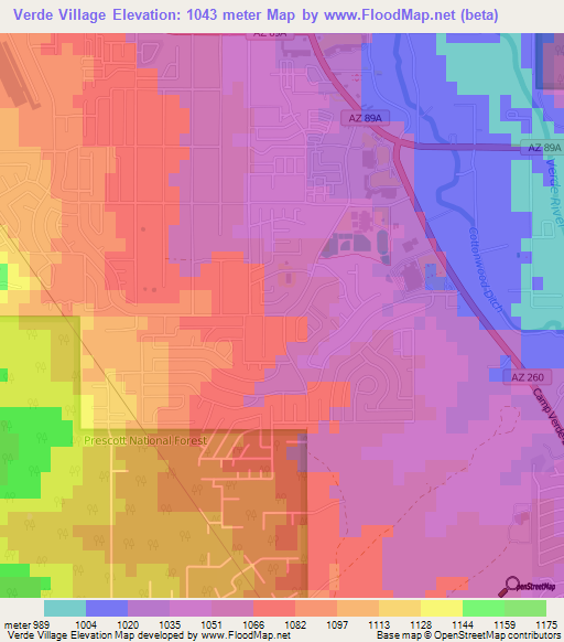 Verde Village,US Elevation Map