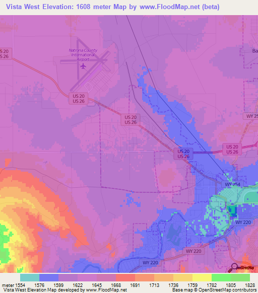 Vista West,US Elevation Map