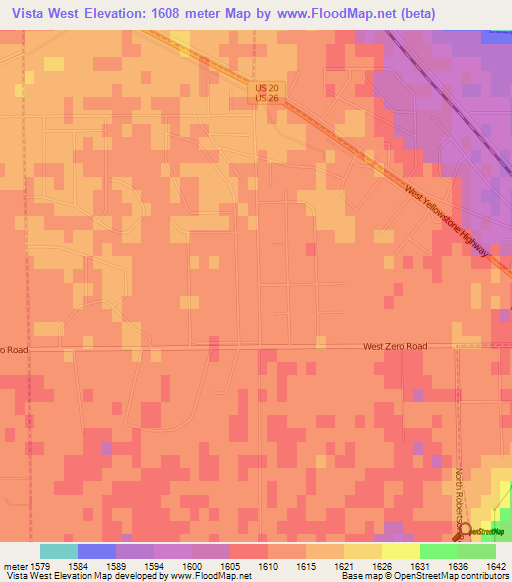 Vista West,US Elevation Map